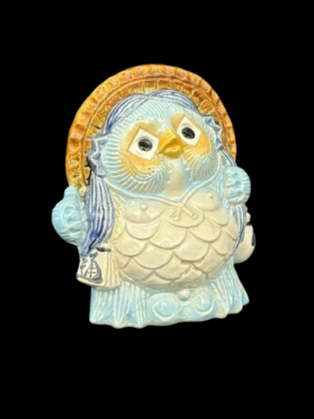 Vintage Japanese Folk Shigaraki Ware Pottery Amabie Figurine Health Prosperity